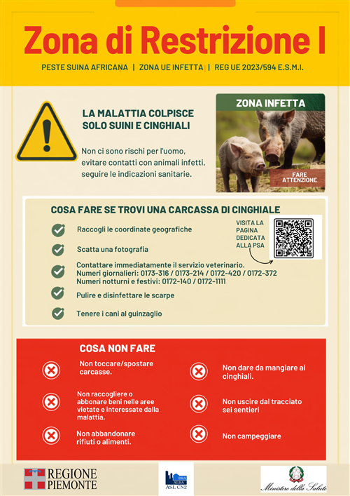 Peste Suina Africana (PSA) - Buone norme di comportamento e come affrontarla